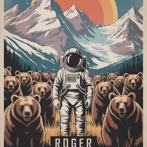 Roger Huston Bear Whisperer Series #3 - Vintage Spaceman Poster