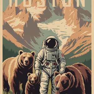 Roger Huston Bear Whisperer Series #2 - Vintage Spaceman Poster