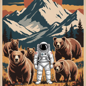 Roger Huston Bear Whisperer Series #1 - Vintage Spaceman Poster