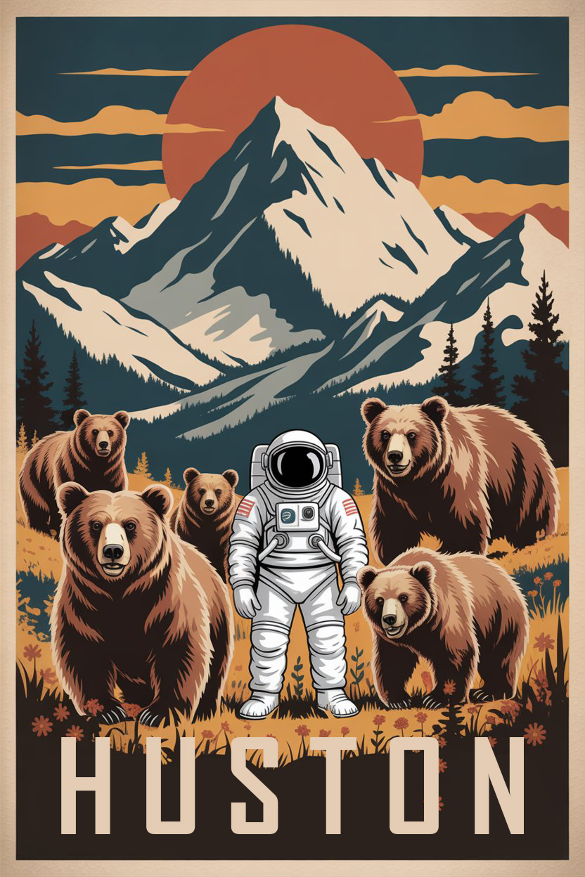 Roger Huston Bear Whisperer Series #1 - Vintage Spaceman Poster