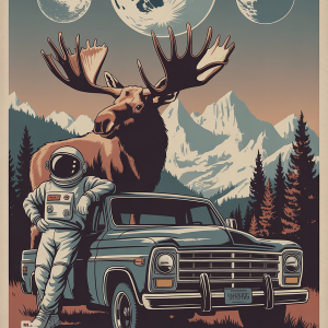 Roger Huston Mr. Money Horse - Vintage Spaceman Poster