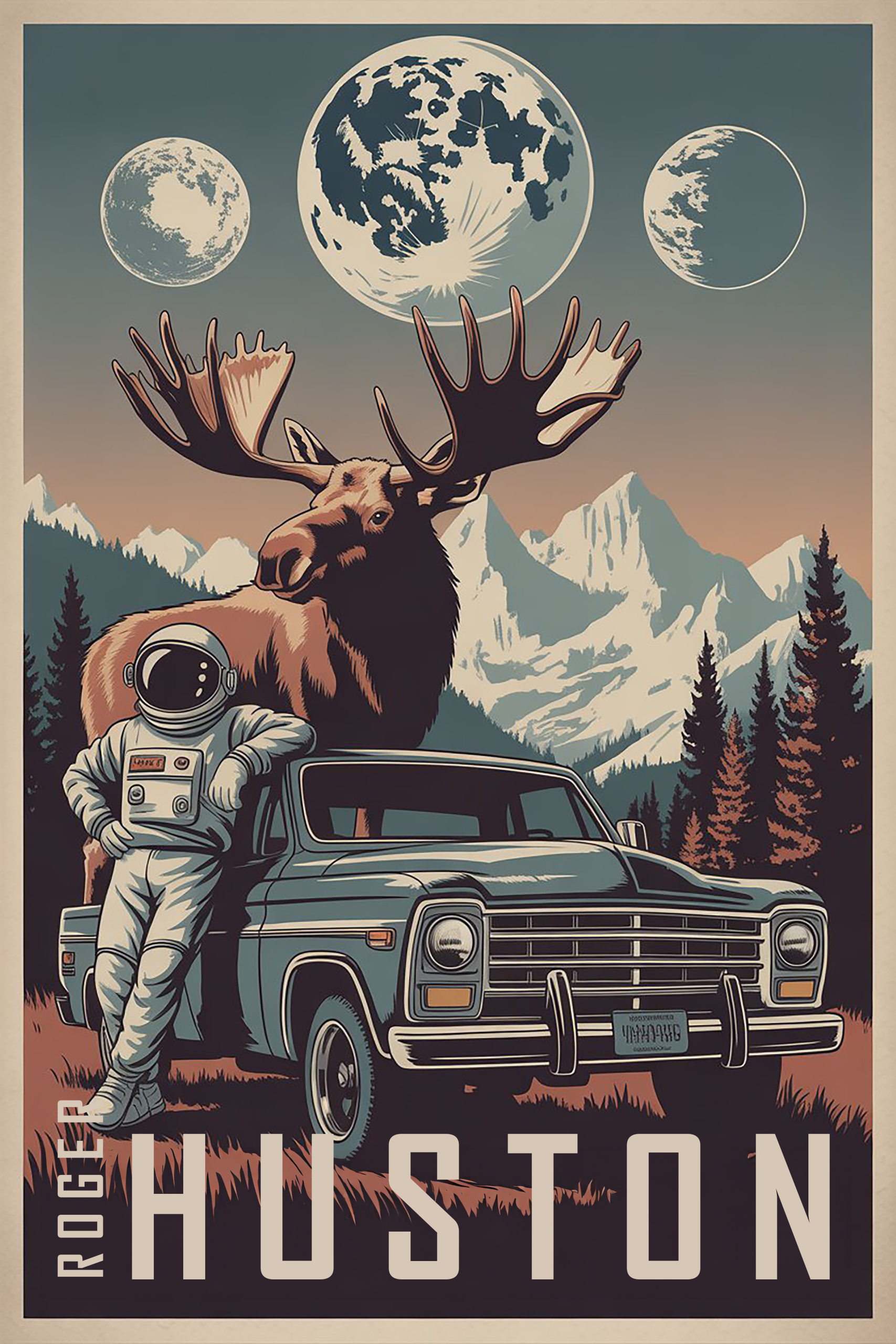 Roger Huston Mr. Money Horse - Vintage Spaceman Poster