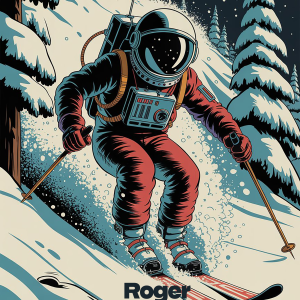 Alternative view of Roger Huston Snow Ghosting - Vintage Spaceman Poster