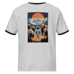 Alternative view of Roger Huston Bear Whisperer - VIntage Spaceman Unisex ringer t-shirt