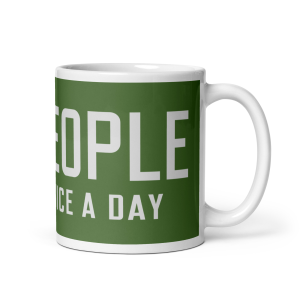 Alternative view of Old People Hit 420 Twice A Day - White glossy mug
